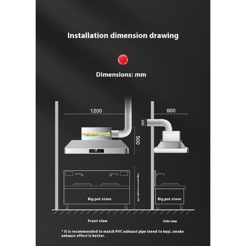 Commercial Kitchen Range Hood - Cappa da Cucina Commerciale in Acciaio